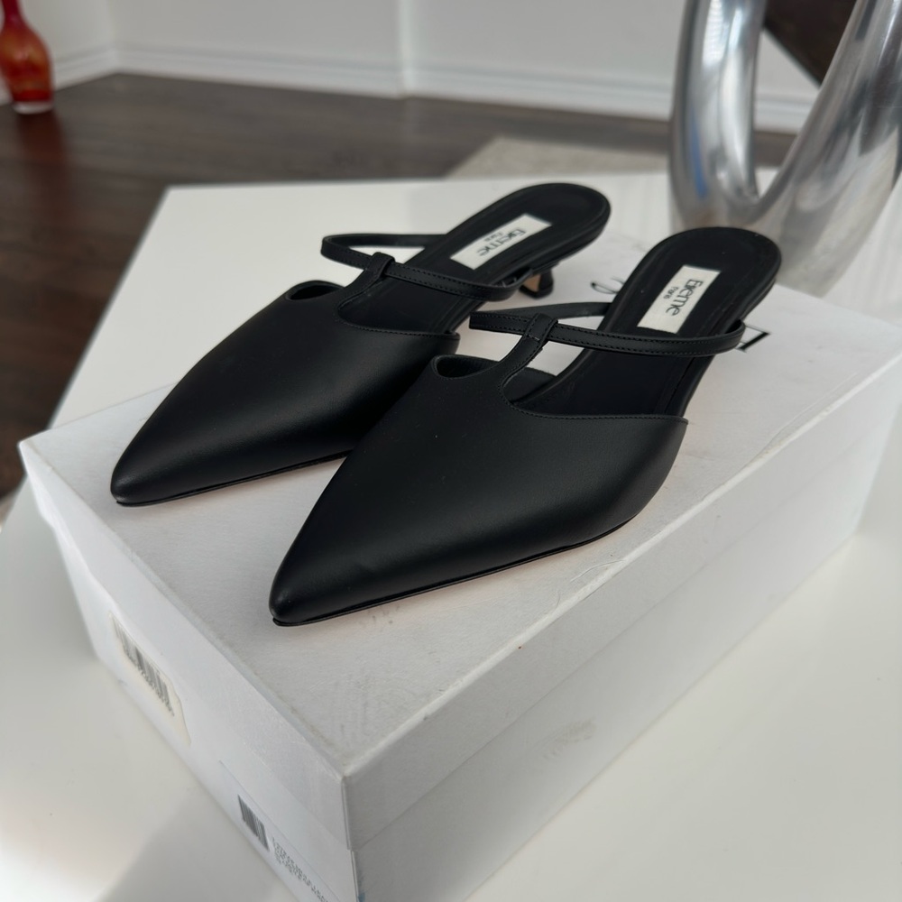 Elleme Black Leather Mules - Picture 3 of 8